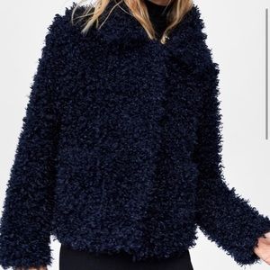 Zara Blue Faux Fur Coat